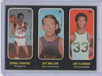 1971 Topps Basketball Sticker Connie Hawkins, Mullins & Lew Alcindor