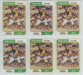 Lot Of 6 1974 Topps Rollie Fingers