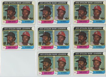 Lot Of 8 1974 Topps 1973 Stolen Base Leaders Lou Brock