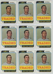Lot Of 9 1974 Topps Lou Piniella Traded