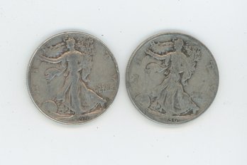 Pair Of Silver Walking Liberty Half Dollars Lot 8