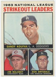 1964 Topps NL Strikeout Leaders W/ Sandy Koufax And Don Drysdale