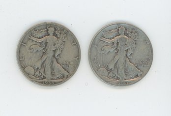 Pair Of Silver Walking Liberty Half Dollars Lot 9