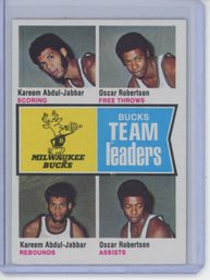 1974 Topps Bucks Team Leaders W/ Kareem Abdul-Jabbar And Oscar Robertson