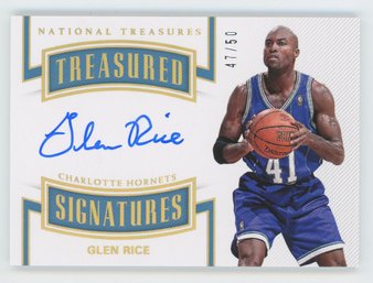 2017 National Treasures Glen Rice On Card Autograph #/50