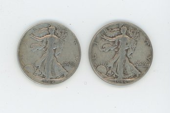 Pair Of Silver Walking Liberty Half Dollars Lot 10