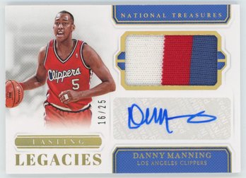 2018 National Treasures Danny Manning 3 Color Game Worn Patch Relic #/25