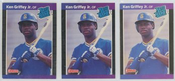 Lot Of (3) 1989 Donruss Ken Griffey Jr. Rated Rookie Cards
