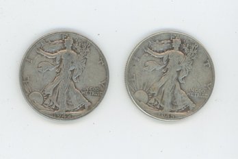 Pair Of Silver Walking Liberty Half Dollars Lot 12