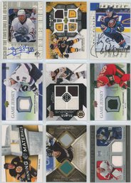 Lot Of (9) Hockey Autograph And Relic Cards