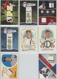 Lot Of (8) NY Yankees And Boston Red Sox Game Used Relics