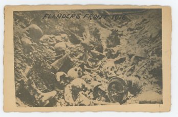 WW1 Trench Scene 'Flanders Front 1916' Remains Skulls RPPC