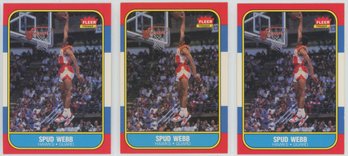 Lot Of (3) 1986 Fleer Spud Webb Rookie Cards