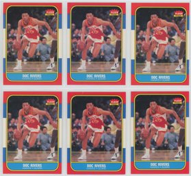 Lot Of (6) 1986 Fleer Doc Rivers Rookie Cards