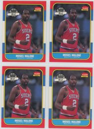 Lot Of (4) 1986 Fleer Moses Malone