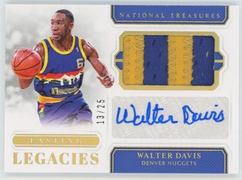 2018 National Treasures Walter Davis 2 Color Game Worn Patch Auto #/25