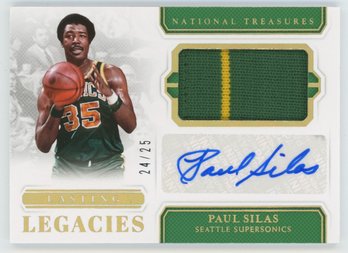 2018 National Treasures Paul Silas 2 Color Game Worn Patch Auto #/25