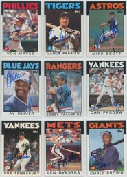 Lot Of (9) Signed 1986 Topps Baseball Cards