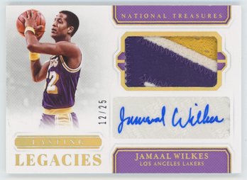 2018 National Treasures Jamaal Wilkes 3 Color Patch Autograph #/25! W/ 'L' From Lakers Patch