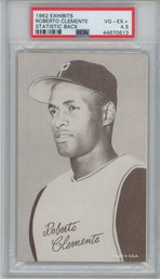 1962 Exhibits Roberto Clemente Stat Back PSA 4.5