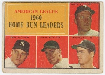 1961 Topps Home Run Leaders W/ Mickey Mantle And Roger Maris