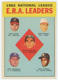 1963 Topps NL ERA Leaders W/ Sandy Koufax And Bob Gibson