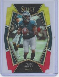 2021 Select Jalen Hurts Red Yellow Die Cut Prizm Second Year