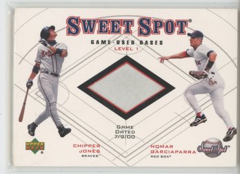 2000 Sweet Spot Game Used Bases Chipper Jones Nomar Garciaparra