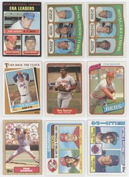 Lot Of (9) Tom Seaver Baseball Cards W/ 1971 Leader