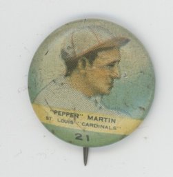 1932 Orbit Gum Pepper Martin Pin Back