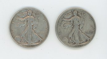 Pair Of Silver Walking Liberty Half Dollars Lot 6