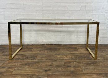 Mid-Century Modern Brass Profile Console Sofa Table