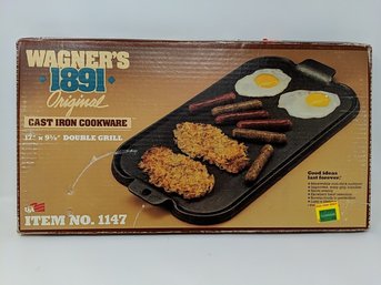 Wagner 17' Double Griddle Grill Pan 1891 ORIGINAL Wagners Cast Iron USA NEW VINTAGE