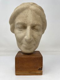 Luman Kelsey Stone Carving Sculpture Female Bust Mounted Unsigned MCM CT Artist