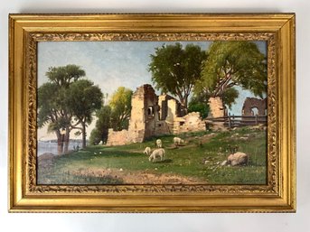Francois B. De Blois (1829 - 1913) Landscape Sheep Structure