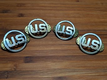 4 Vintage US Air Force Round Silver Enlisted US Collar Pins