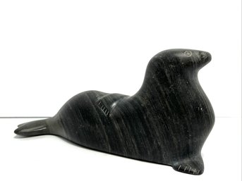 Inuit Art Seal Eskimo Carving Soapstone, Moses Appaqaq Sr