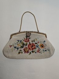 VTG Joyce Morgan Purse Made In Paris ~Hand Beaded ~Enameled Accents White Floral - Picture 2 Of 12 VTG Joyce