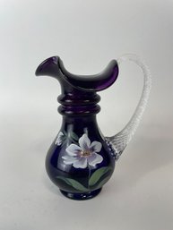 FENTON 2001 GLASS MESSENGER AMETHYST PITCHER Limited #1468 Sig NANCY FENTON