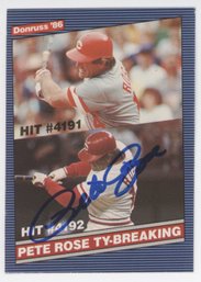 1986 Donruss Pete Rose Ty-breaking Signed