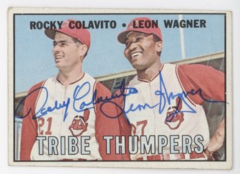 1967 Topps Tribe Thumpers Signed By Rocky Colavito And Leon Wagner