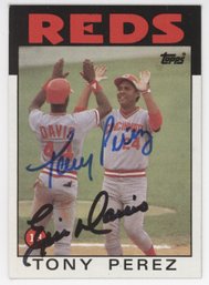1986 Topps Tony Perez Signed By Tony Perez And Eric Davis