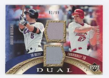 2005 Artifacts Dual David Wright And Scott Rolen Game Used Relic #/99
