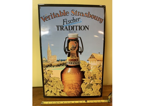 Tin Fischer Tradition Beer Sign