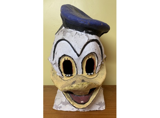 Folk Art Hand Painted Donald Duck Paper Mache Full Head Mask