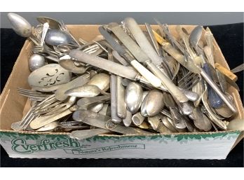 Box Of Silver Plated Flatware