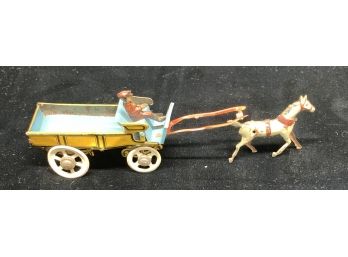 Antique German Horse And Carriage Tin Toy