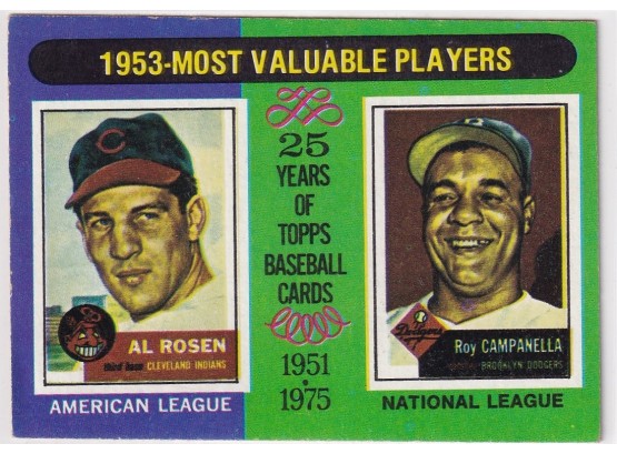 1975 Topps 1953 Most Valuable Players Al Rosen & Roy Campeanella