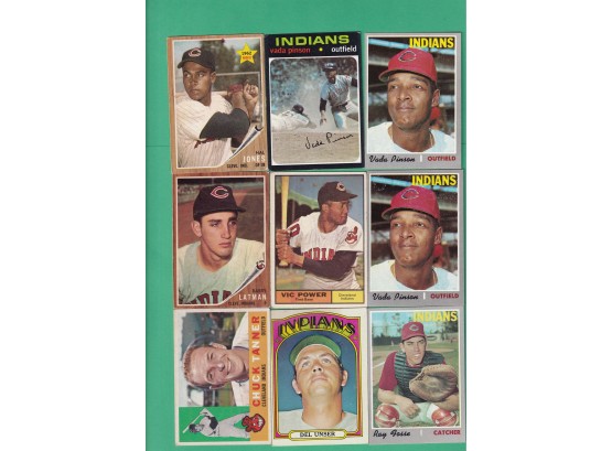 9 Cleveland Indians Baseball Cards Assorted