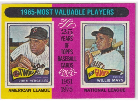 1975 Topps 1965 Most Valuable Players Zoilo Versalles & Willie Mays